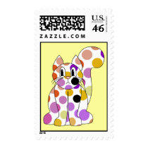 Cute Polka Dot Kitty Cat Postage Stamp by polkadotpizazz Cute Polka Dot Kitty Cat Postage Stamp