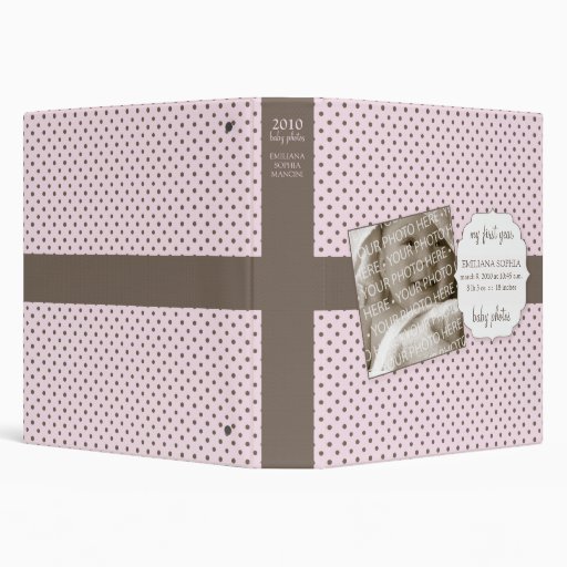 Cute Polka Dots Baby Photos Avery Binder (Pink)