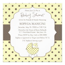 Cute Polka Dots Modern Baby Shower Invitation