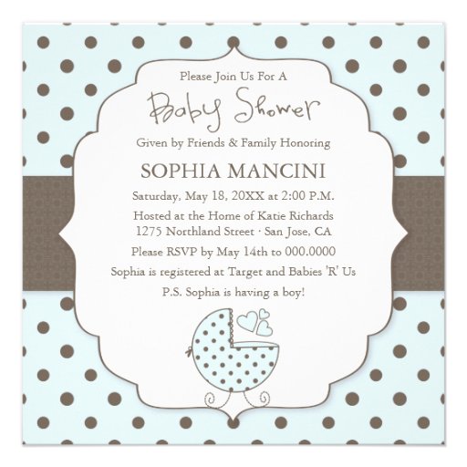 Cute Polka Dots Modern Baby Shower Invitation