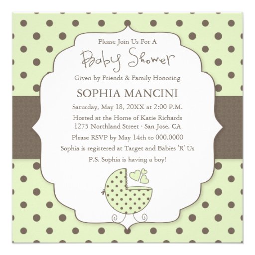 Cute Polka Dots Modern Baby Shower Invitation