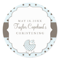 Cute Polka Dots Modern Christening Sticker