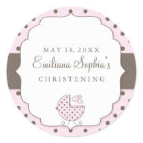 Cute Polka Dots Modern Christening Sticker