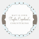 Cute Polka Dots Modern Christening Sticker