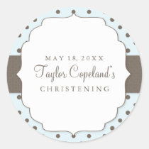 Cute Polka Dots Modern Christening Sticker
