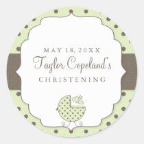 Cute Polka Dots Modern Christening Sticker