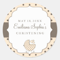 Cute Polka Dots Modern Christening Sticker