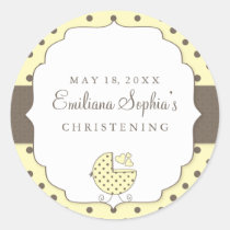 Cute Polka Dots Modern Christening Sticker