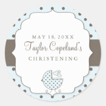 Cute Polka Dots Modern Christening Sticker