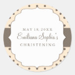 Cute Polka Dots Modern Christening Sticker