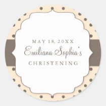 Cute Polka Dots Modern Christening Sticker