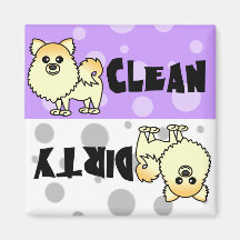 Cute Pomeranian Clean / Dirty Dishwasher Magnet