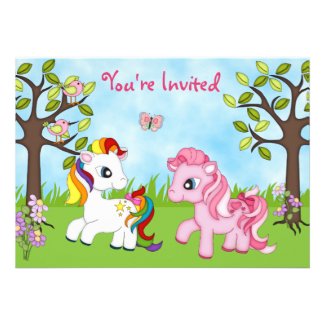 Cute Ponies Horse Birthday Invitations for Girls