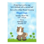 Cute Pony Baby Shower Invitation for Boys