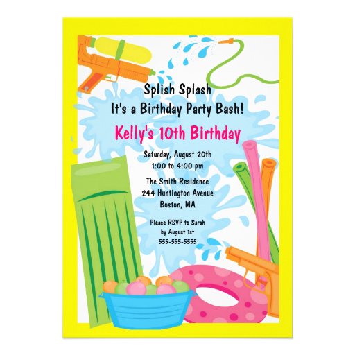 Cute Pool Party Birthday Invitation