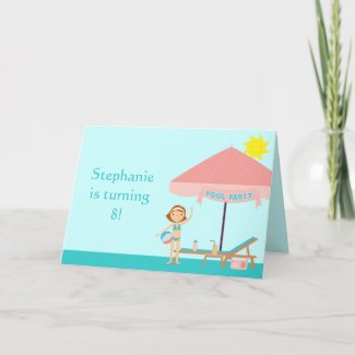 Online Party Invitations on Cute Pool Party Girl S Birthday Card Invitation   Zazzle Co Uk