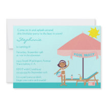 Cute pool party girl's birthday party invitation