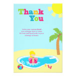 Cute pool party girls birthday thank you card custom invites