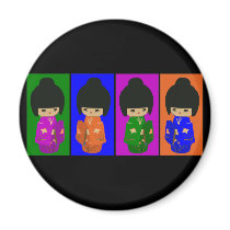 Cute Pop Art Kokeshi Dolls magnets