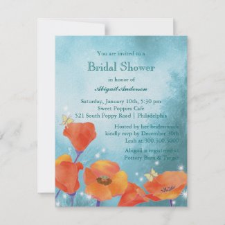 Cute Poppy Floral Bridal Shower Invites invitation