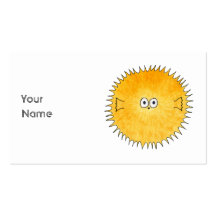 Cute Porcupine Fish. Business Card Templates