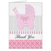 Cute Pretty in Pink Baby Girl Thank you Greeting Card