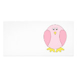 Cute Pretty Pink Bird Cartoon. Picture Card