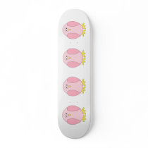 Cute Pretty Pink Bird Cartoon. Skateboard