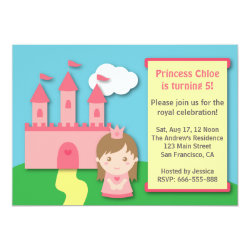 Cute Princess and Castle Birthday Party Cards