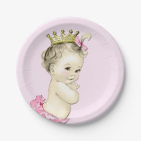Cute Princess Baby Shower 7 Inch Paper Plate