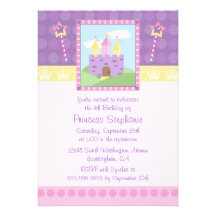 Cute princess party castle birthday invitation