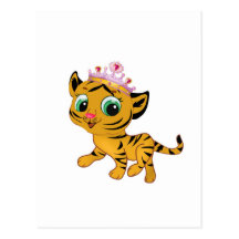 Cute Princess Tiger Tigress Tiara Gift Present Postcards