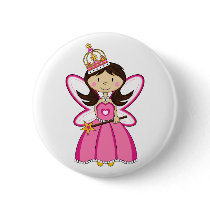 Cute Princess with Wand Badge Button
