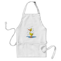 cute puddle duck in the rain aprons