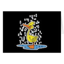 cute puddle duck in the rain greeting cards