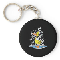cute puddle duck in the rain keychains