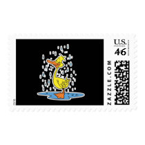 cute puddle duck in the rain postage stamps
