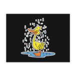 cute puddle duck in the rain postcard