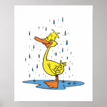 cute puddle duck in the rain print