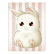 Cute Puffy Kawaii Bunny Rabbit Postcard