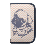 Cute Pug Dog Orange Chevron Girly Pattern Folio Planner