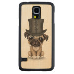 Cute Pug Puppy with Monocle and Top Hat White Carved® Maple Galaxy S5 Case