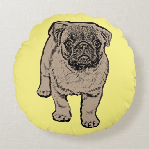Cute Pug Round Throw Pillow 16