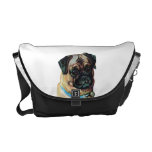 Cute Pug Vintage Art Drawing Rickshaw Bag Commuter Bags