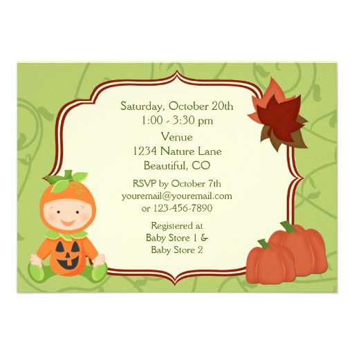Cute Pumpkin Baby Halloween Baby Shower Invitation