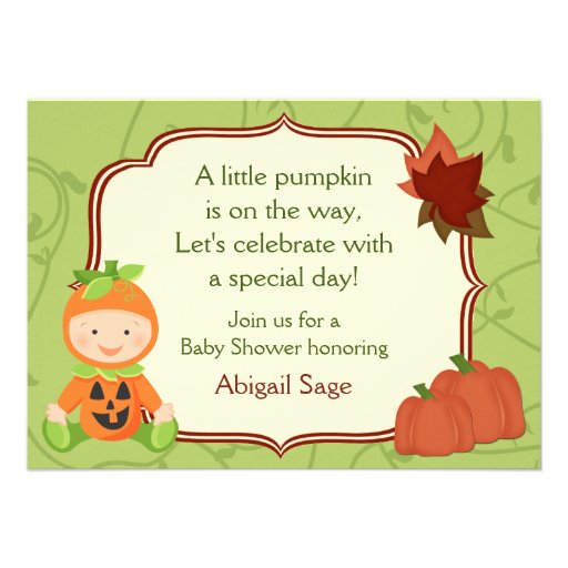 Cute Pumpkin Baby Halloween Baby Shower Invitation
