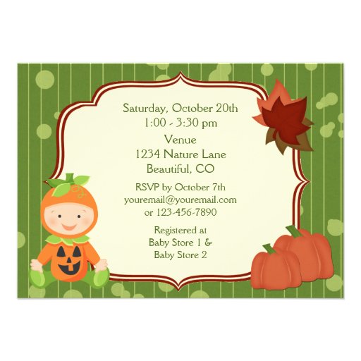 Cute Pumpkin Baby Halloween Baby Shower Invitation