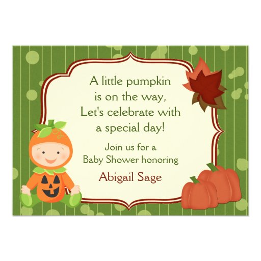 Cute Pumpkin Baby Halloween Baby Shower Invitation (front side)