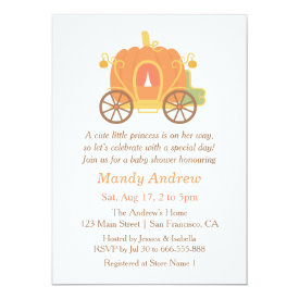 Cute Pumpkin Carriage Baby Shower Invitations