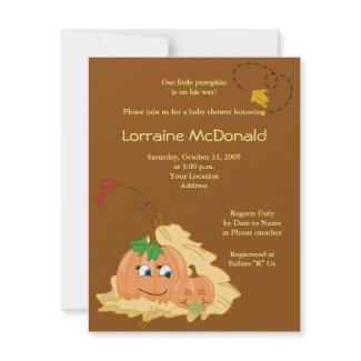 Cute Pumpkin Fall Autumn Baby Shower Invitation invitation